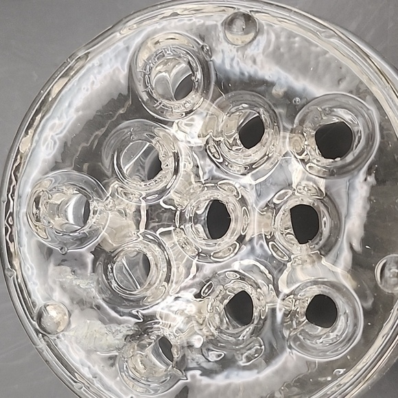 Vintage Clear Glass Footed Flower Frog 11 holes - Picture 7 of 8